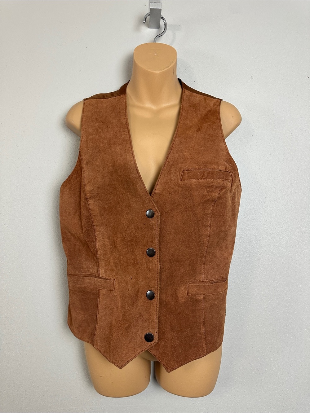 Vintage Western Fairycore Chestnut Suede Button-Front Vest